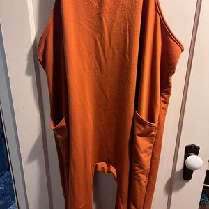 Orange Sleeveless Jumpsuit with Pockets